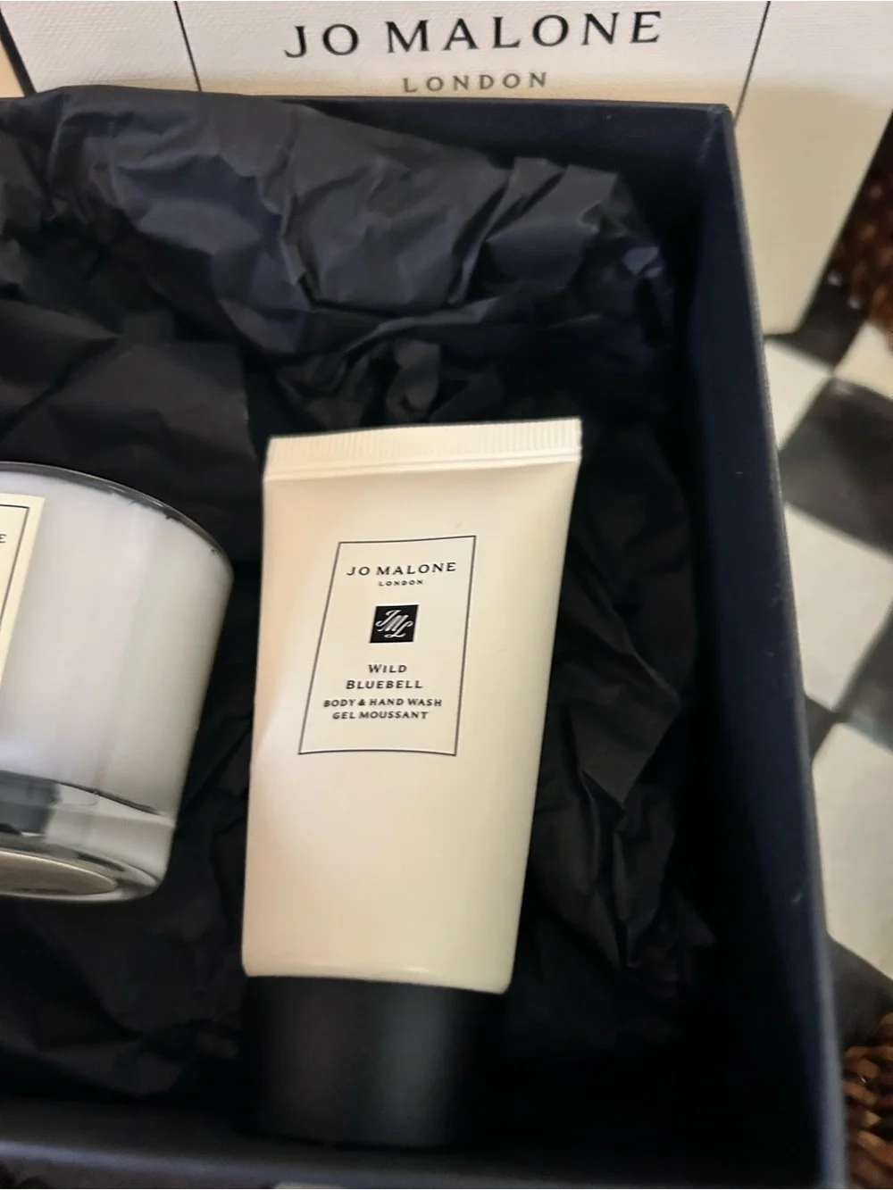 Jo Malone London gift set box & bag mini candle & body/ hand wash 30 ml